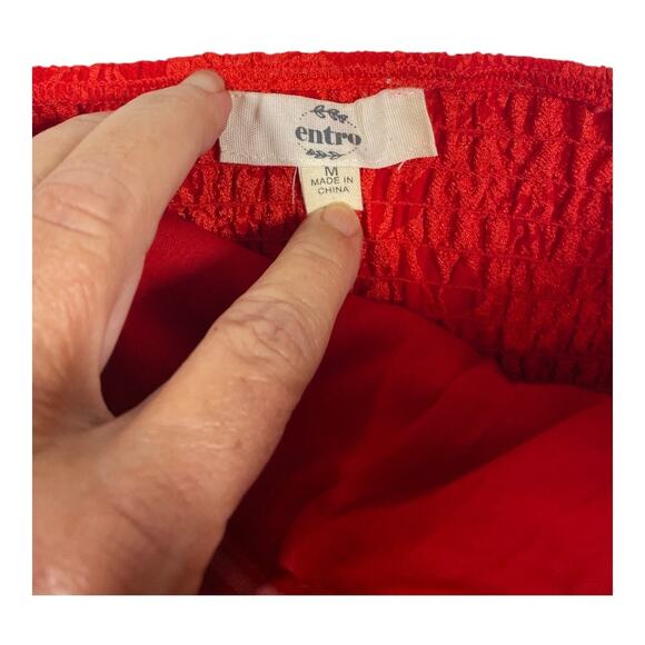 Entro Red Floral Jacquard Strapless Peplum Size Medium Top - Picture 5 of 10